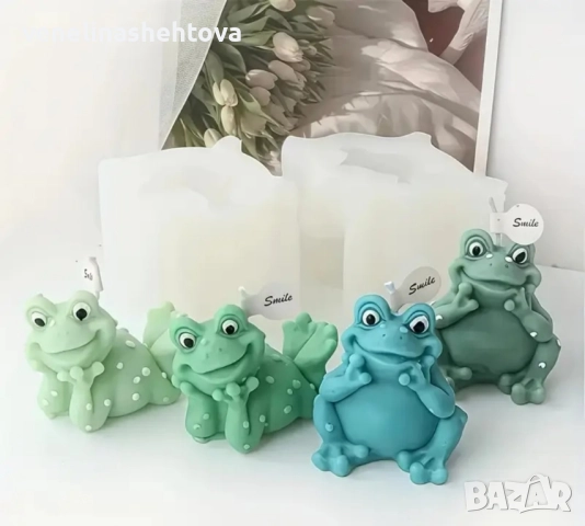 3D 2 модела седнала легнала жаба жабка Силиконов молд форма калъп за свещи гипс сапун смола , снимка 2 - Форми - 49488748