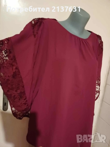 ДАМСКА Тъмно Червена БЛУЗА - Размер XXXL / XXXXL , снимка 2 - Туники - 51685928