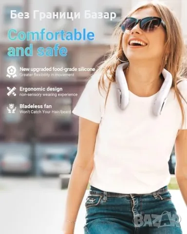 Нов Преносим безшумен вентилатор за врат, USB-C, 6000mAh, 3 скорости, снимка 5 - Друга електроника - 47421806