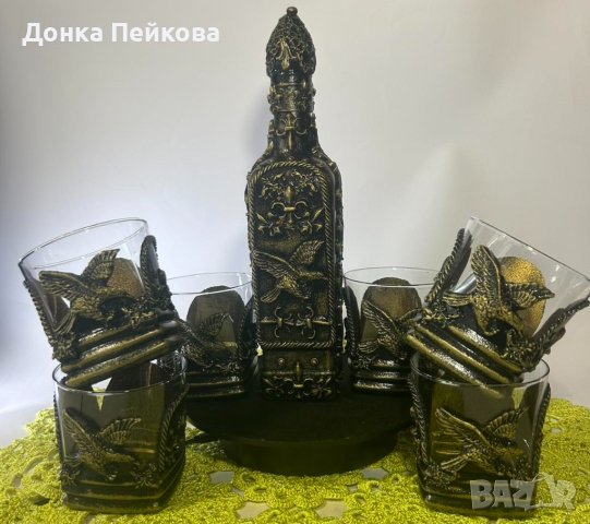 Сервиз за уиски от 7 части ръчна изработка , снимка 2 - Декорация за дома - 43618263