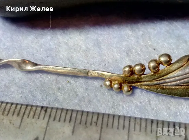 Стара СРЕБЪРНА ИГЛА БРОШКА СРЕБРО 900 с ПОЗЛАТА РЕТРО АРТ БИЖУ ФИНА РЪЧНА МАЙСТОРСКА ИЗРАБОТКА 36996, снимка 12 - Антикварни и старинни предмети - 48901230