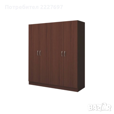 Четирикрилен гардероб Аполо 6 браун силвърджак, снимка 4 - Гардероби - 52221093