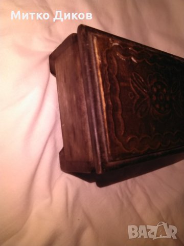 Дървена кутия с медна инкустрация отгоре с бархет вътре  145х100х55мм, снимка 6 - Декорация за дома - 29004937