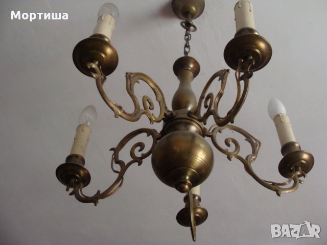 НАМАЛЕН Масивен бароков полилей месинг , снимка 3 - Лампи за таван - 26214832