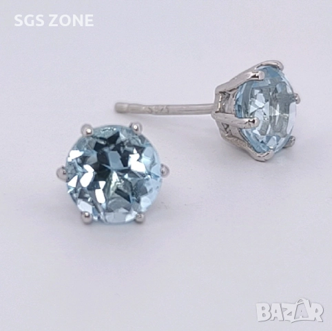 Сребърни обеци с естествен топаз, снимка 17 - Обеци - 52876211