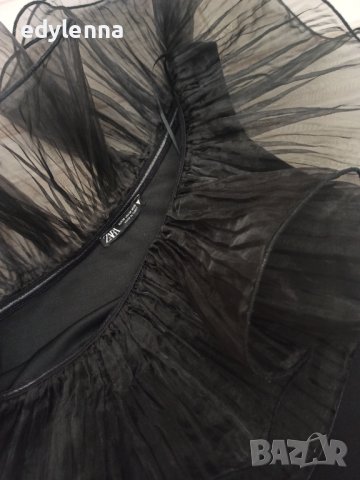 Zara - малка черна рокля с ефектна яка , снимка 4 - Рокли - 43452272