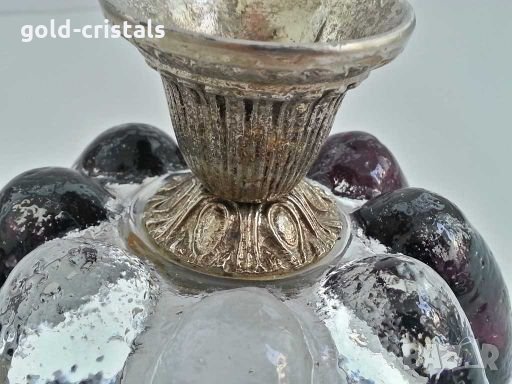 антикварна купа  фруктиера цветно  стъкло, снимка 3 - Антикварни и старинни предмети - 28766118