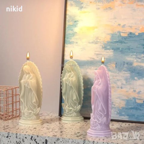 3D Висок Дева Мария Богородица религиозен силиконов молд форма фондан шоколад гипс смола свещ, снимка 3 - Форми - 43690451