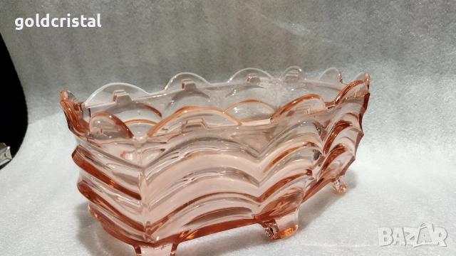 Стара стъклена купа фруктиера бонбониера, снимка 2 - Антикварни и старинни предмети - 52675093