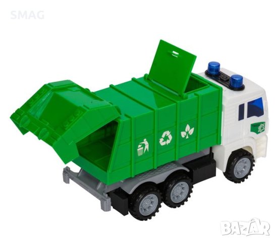 Зелен камион за рециклиране на отпадъци със светлина и звук Камион за боклук, снимка 3 - Коли, камиони, мотори, писти - 43102843