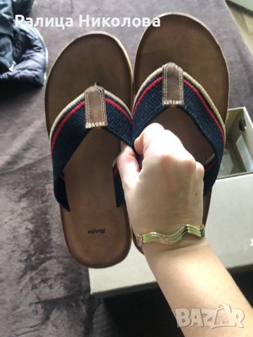 Мъжки кожени чехли Bata 40 номер, снимка 3 - Мъжки чехли - 40009411