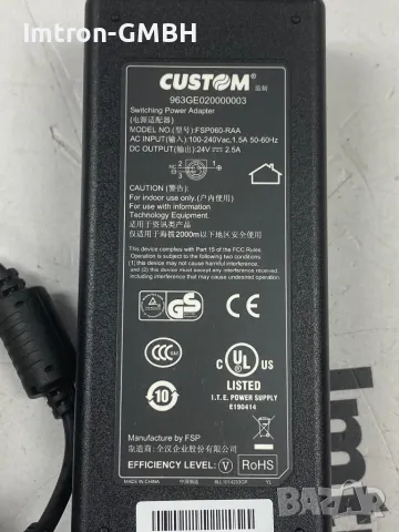  AC/DC адаптер CUSTOM FSP060-RAA 24V 2.5A 3pin , снимка 2 - Друга електроника - 47660766