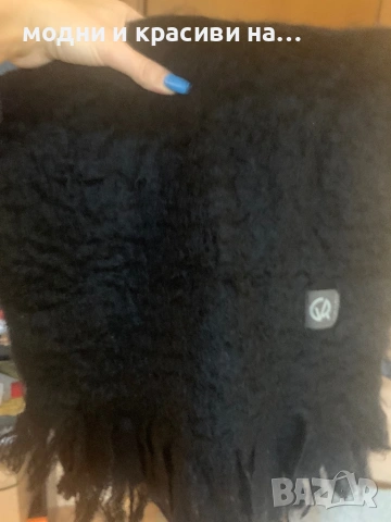 Зимни шалове естествени материи вълна/ мохер черен шал  с ресни (фина вълна virgin wool), снимка 16 - Шалове - 53056623