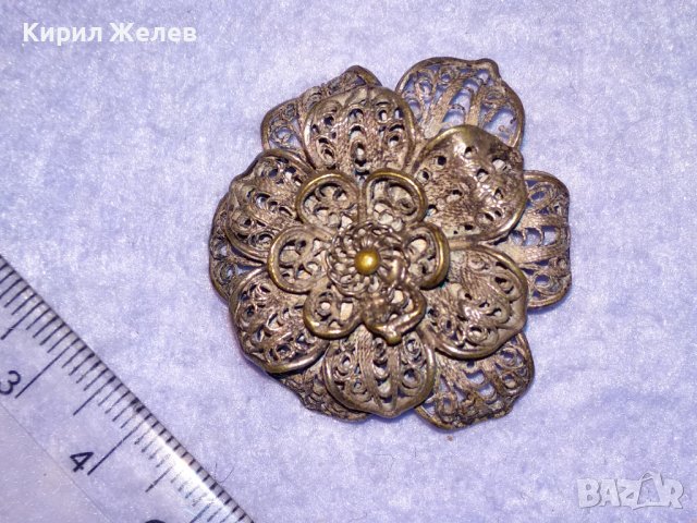 ФИЛИГРАННА СТАРИННА СРЕБЪРНА ФЛОРАЛНА БРОШКА МАЙСТОРСКА РЪЧНА КУЮМДЖИЙСКА ИЗРАБОТКА 34408, снимка 4 - Антикварни и старинни предмети - 39507516