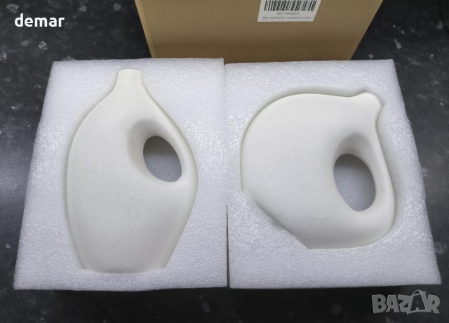 aiskding Комплект 2 ръчно изработени модерни бели керамични декоративни вази , снимка 8 - Вази - 43763734