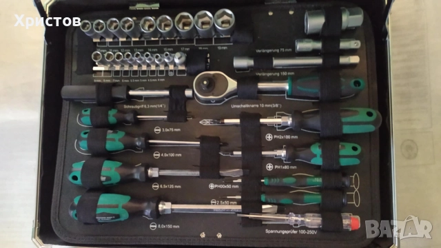 НОВ Метален куфар Mannesmann с НЕПОЛЗВАНИ инструменти,108 части от чужбина, снимка 10 - Куфари с инструменти - 52306136