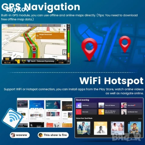 Hikity 2G + 64G Android 13 Автомобилно радио с безжичен Carplay, снимка 7 - Радиокасетофони, транзистори - 50657180