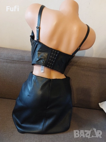 55 лв, нов кожен комплект, с етикет, бюстие 85 Д, пола eur 40, снимка 2 - Поли - 52679654