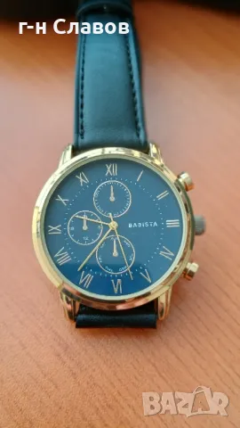 Мъжки ръчен испански Basista! Златиста каса 40мм*Нова батерия! Кожена каишка*, снимка 3 - Мъжки - 49367728