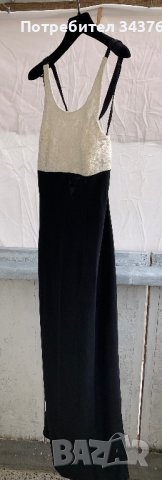 Рокля елегантна дълга горната час с бяла дантела от зад отворена с презрамки 