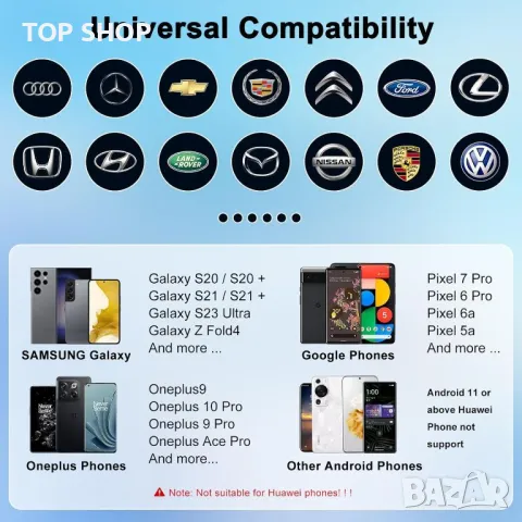 Безжичен Android Auto адаптер, за модели автомобили от 2017-2024 г., 5 Ghz WiFi, снимка 4 - Аксесоари и консумативи - 49500172