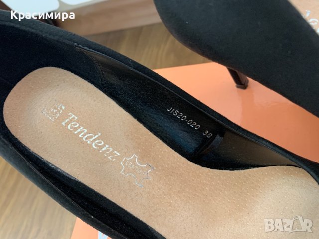 Черни остри велурени обувки на ток, 37 номер, снимка 4 - Дамски обувки на ток - 40860864