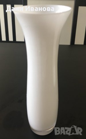 Стъклени ваза и купа - млечно бели, снимка 3 - Вази - 39804832