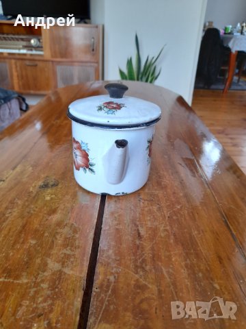 Стар емайлиран чайник #44, снимка 2 - Антикварни и старинни предмети - 37733882