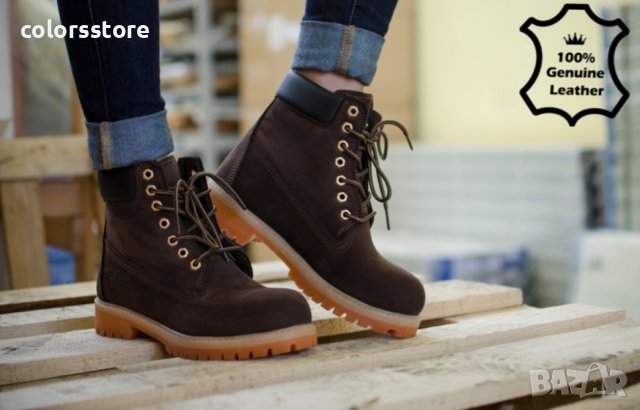  Дамски равни боти - кафяв ЕСТЕСТВЕН набук - T03 - големи номера