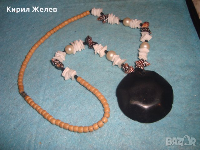 КРАСИВО СКЪПОЦЕННО ХЕНД МЕЙД АРТ КОЛИЕ МЕДАЛЬОН НАТУРАЛНИ МАТЕРИАЛИ АЗИЯ 27017