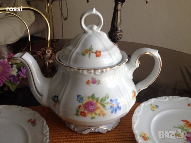 Vintage 1909-1925. Нов. Немски сервиз за кафе/чай и десерт за двама, кана и 2 тройни сета., снимка 4 - Антикварни и старинни предмети - 32948420