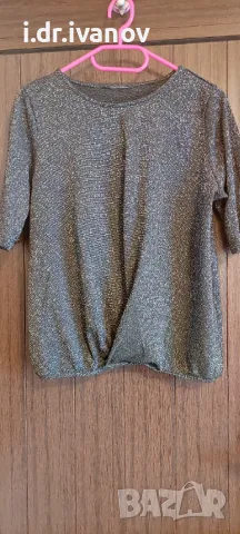 черна блуза с блестящ ефект , снимка 1