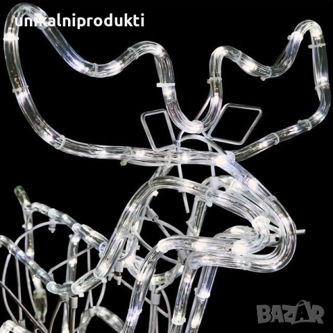 3D LED коледен елен 1 м х 80 см, студено бяла светлина, флаш ефект, IP65, снимка 2 - Лед осветление - 52266246