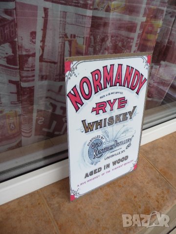 Метална табела уиски Normandy Rye whiskey бяла алкохол, снимка 2 - Рекламни табели - 43031722