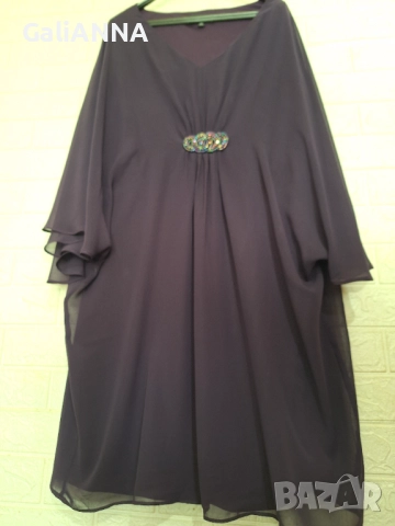 СТРАХОТНА РОКЛЯ В ЛИЛАВО ОТ ТЮЛ 2XL-3XL, снимка 2 - Рокли - 51637123