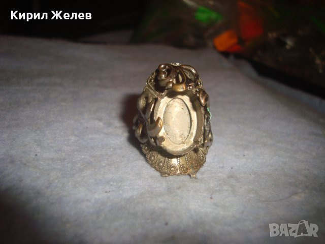 СТАР РЕТРО АРТ ДЕКО ПОСРЕБРЕН ПРЪСТЕН РЪЧНА МАЙСТОРКА ИЗРАБОТКА с ГНЕЗДО за ВГРАЖДАНЕ на КАМЪК 14938, снимка 6 - Антикварни и старинни предмети - 37513129