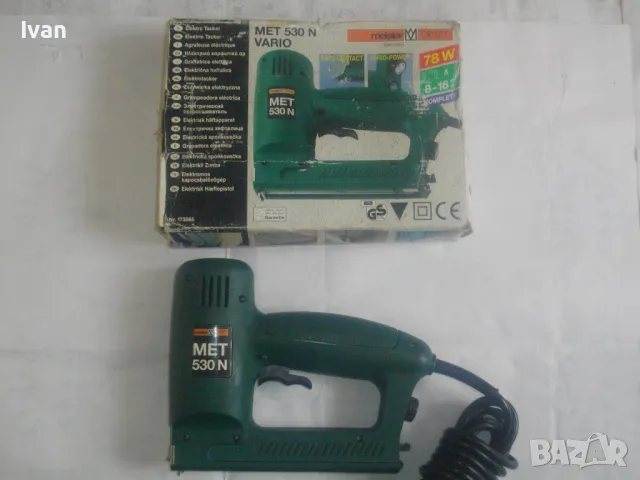 НОВ НЕМСКИ ОРИГИНАЛЕН ЕЛЕКТРИЧЕСКИ ТАКЕР КОМБИНИРАН СКОБИ ПИРОНИ ДО 16мм MEISTER MET 530N VARIO , снимка 2 - Други инструменти - 49325799
