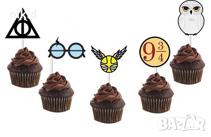 15 бр Хари Потър harry potter картонени топери топер с клечки за мъфини кексчета декор парти, снимка 2 - Други - 33010299