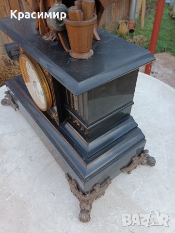 Стар каминен часовник, работещ. Минал профилактика при часовникар , снимка 5 - Антикварни и старинни предмети - 43675749