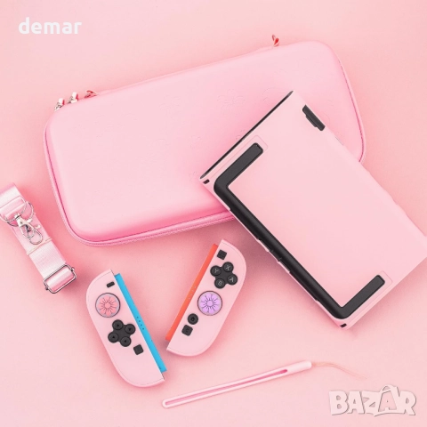 Комплект FANPL калъф за носене за Switch 2 и контролер JoyCon с твърд защитен слой, розово сакура, снимка 2 - Аксесоари - 51931807