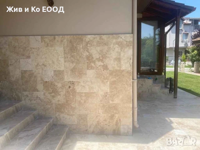 Травертин шлайфан 30×60×1.2 см + френч патерн и стъпала, снимка 6 - Облицовки - 50986020