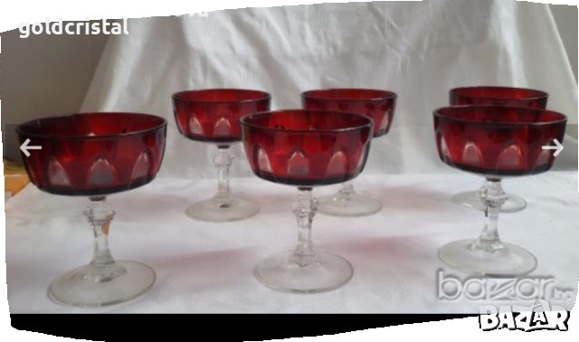 чаши френски червен кристал лукс