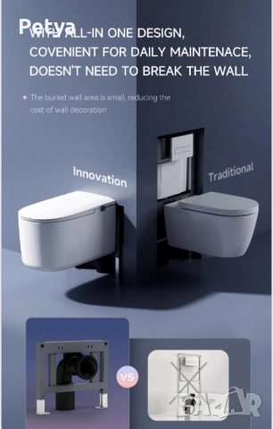 ✨ Smart окачена тоалетна – НОВА, без казанче, топ премиум модел с автоматични функции, снимка 2 - Смесители - 52554405