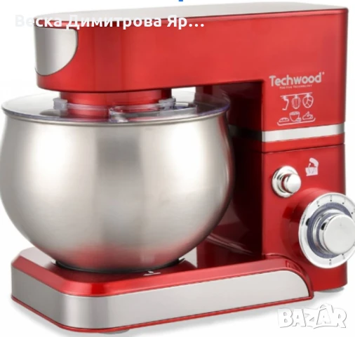 Планетарен миксер с купа от инокс Techwood TRO-1055, 1000W, 5л., 3бъркалки, 6степени + Pulse, Червен, снимка 13 - Друга електроника - 51413366
