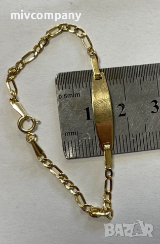 Златна бебешка гривна 1.56гр.15см., снимка 4 - Гривни - 52991486
