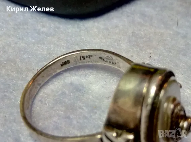 Старинен СЕДЕФЕН СРЕБЪРЕН ПРЪСТЕН СРЕБРО ВИСОКА ПРОБА с 3 ПЕЧАТА и МИНИАТЮРЕН НАТУРАЛЕН РУБИН 49991, снимка 5 - Антикварни и старинни предмети - 49294855