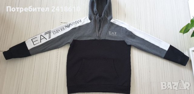 Emporio Armani EA7 Hoodie Half Zip Mens Size 50/L ОРИГИНАЛ! Мъжки Суичер!, снимка 3 - Спортни дрехи, екипи - 40802827