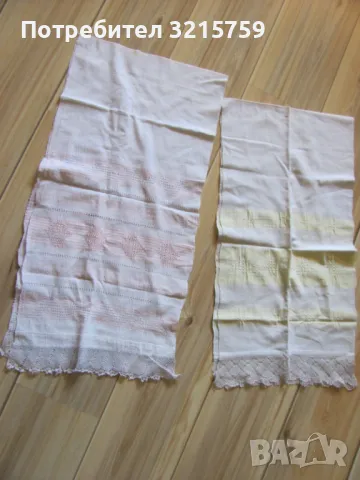 19в. кърпа, ръчно тъкан кенар, дантела , 2 броя