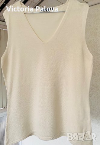 Копринен потник цвят екрю, снимка 10 - Потници - 43829841