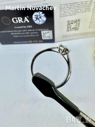 Сребърен пръстен с мойсанит (Диамант) 1 карат, снимка 9 - Пръстени - 53508195